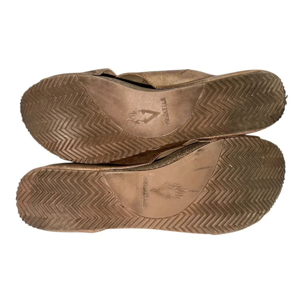 Volatile Cork Wedge Slide Sandals Metallic Bronze‎ Boho Comfort Womens 10